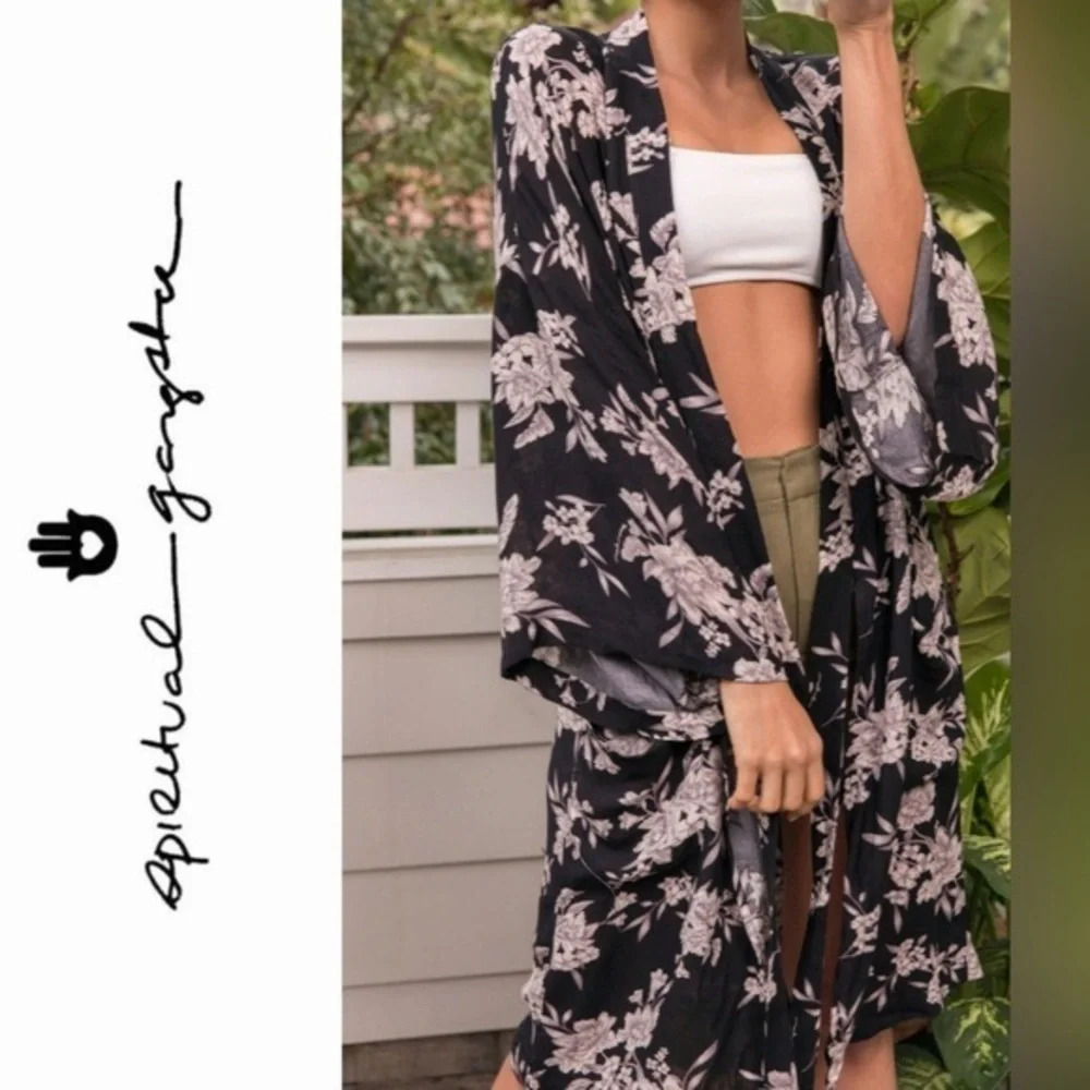Spiritual Gangster Maya Kimono black floral boho